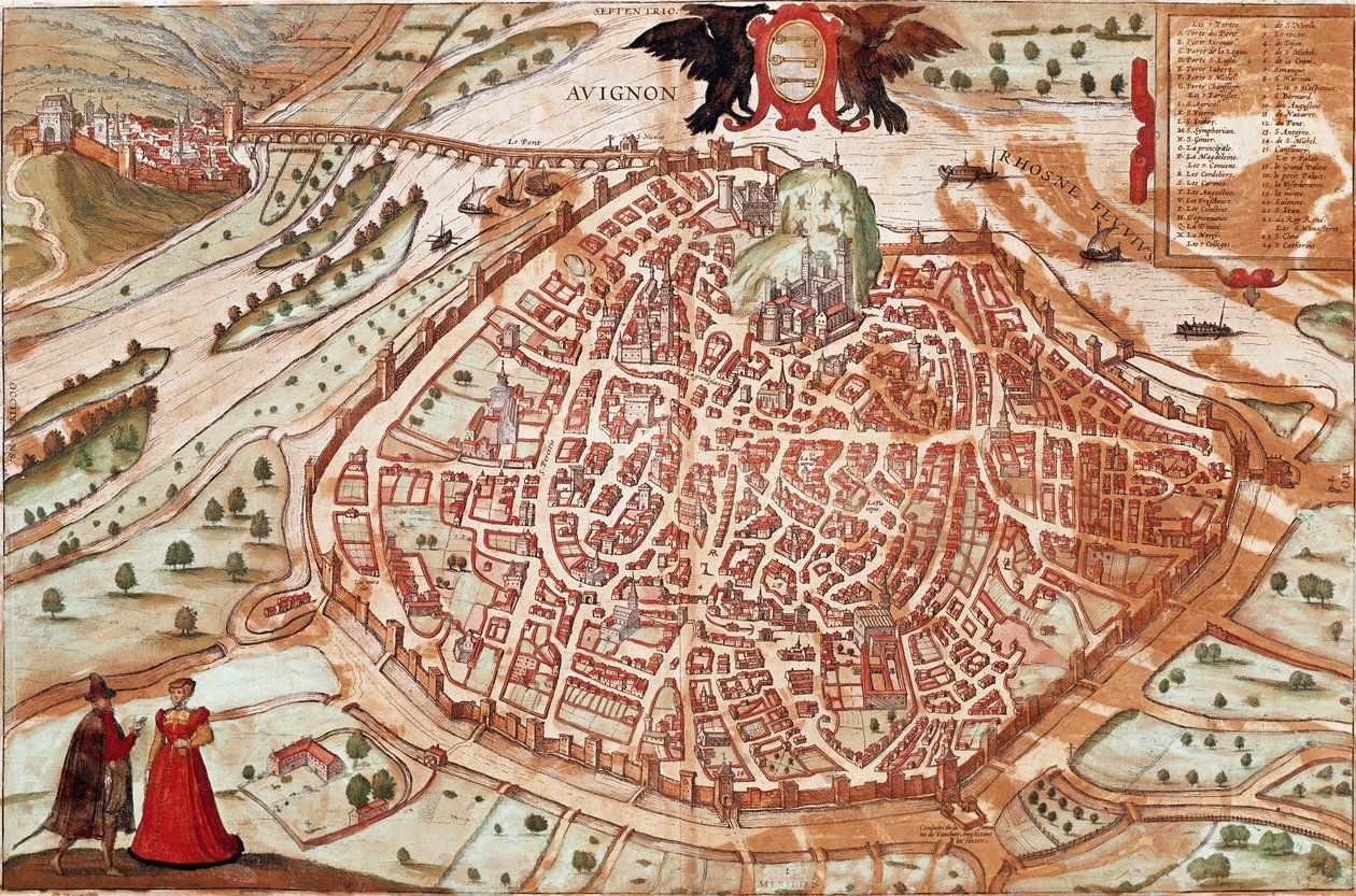 Avignon Haritası - Fransa (gravür by Franz Hogenberg