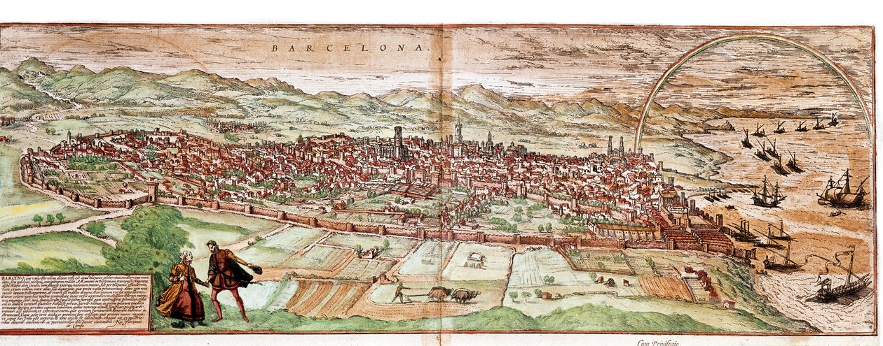 Barselona Haritası - İspanya (gravür by Franz Hogenberg