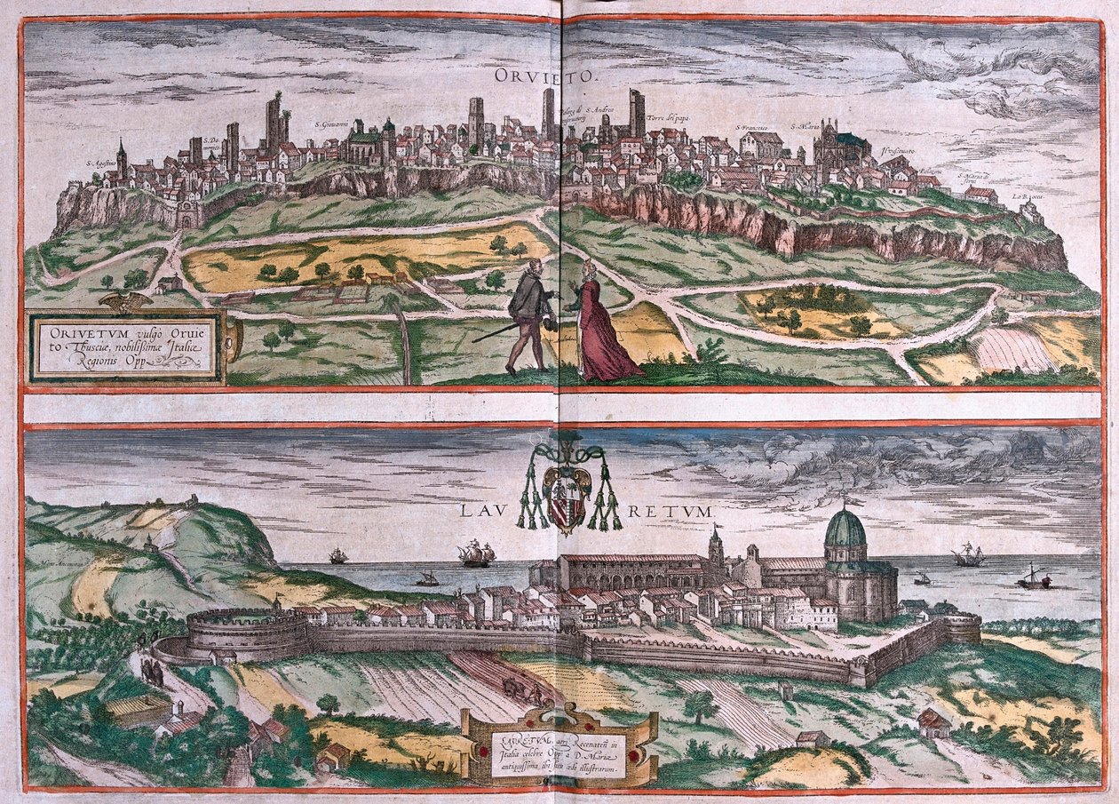 Orvieto ve Loreto Tapınağı, İtalya (gravür by Franz Hogenberg