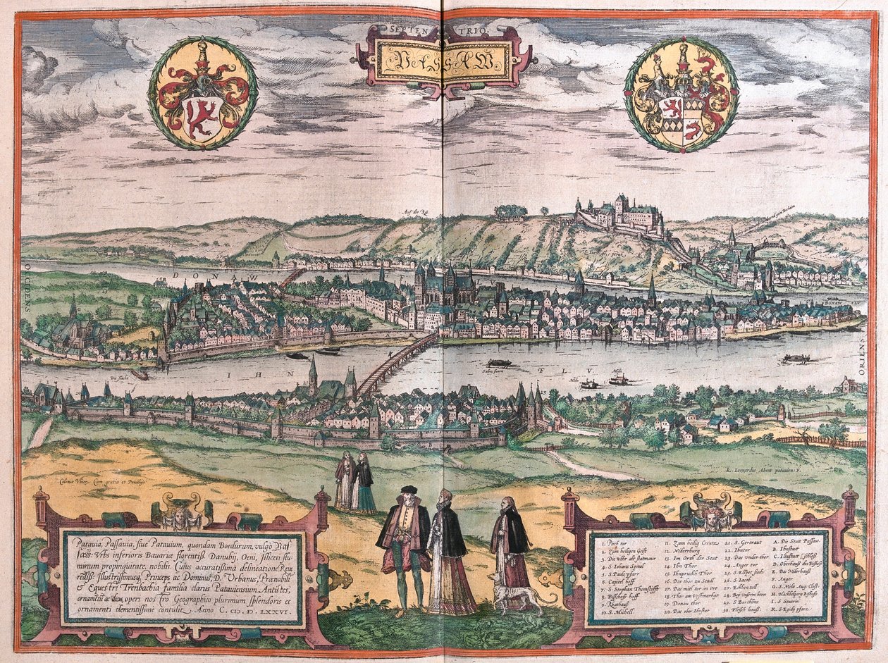 Passau, Almanya (gravür by Franz Hogenberg