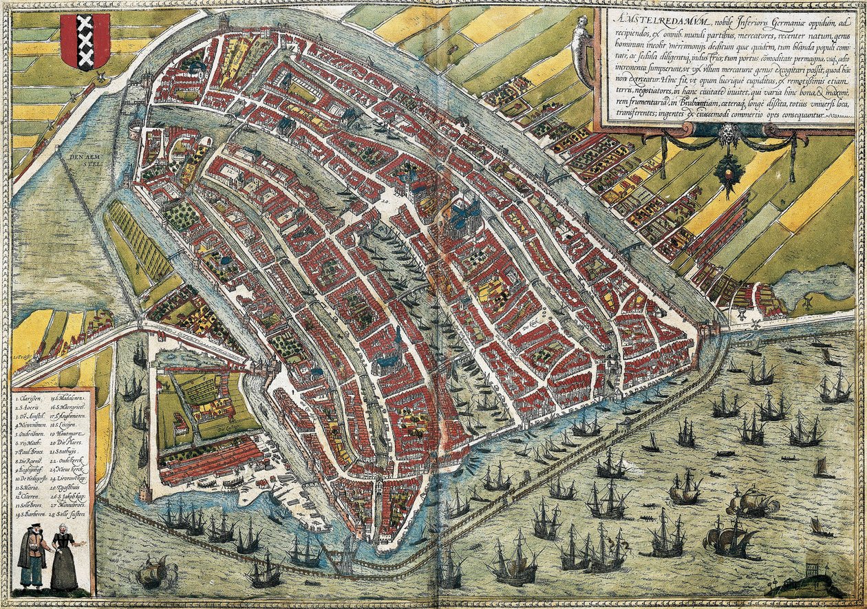 Amsterdam Planı (Amstelredamum), Hollanda by Franz Hogenberg