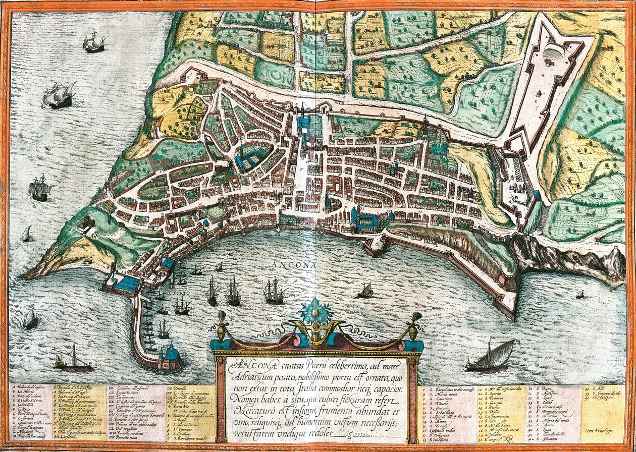 Ancona Planı (Ancona), İtalya (gravür by Franz Hogenberg