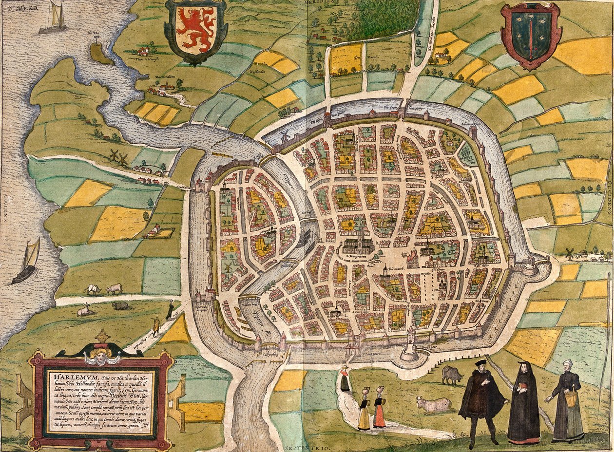 Haarlem Planı (Harlemum), Hollanda (gravür by Franz Hogenberg