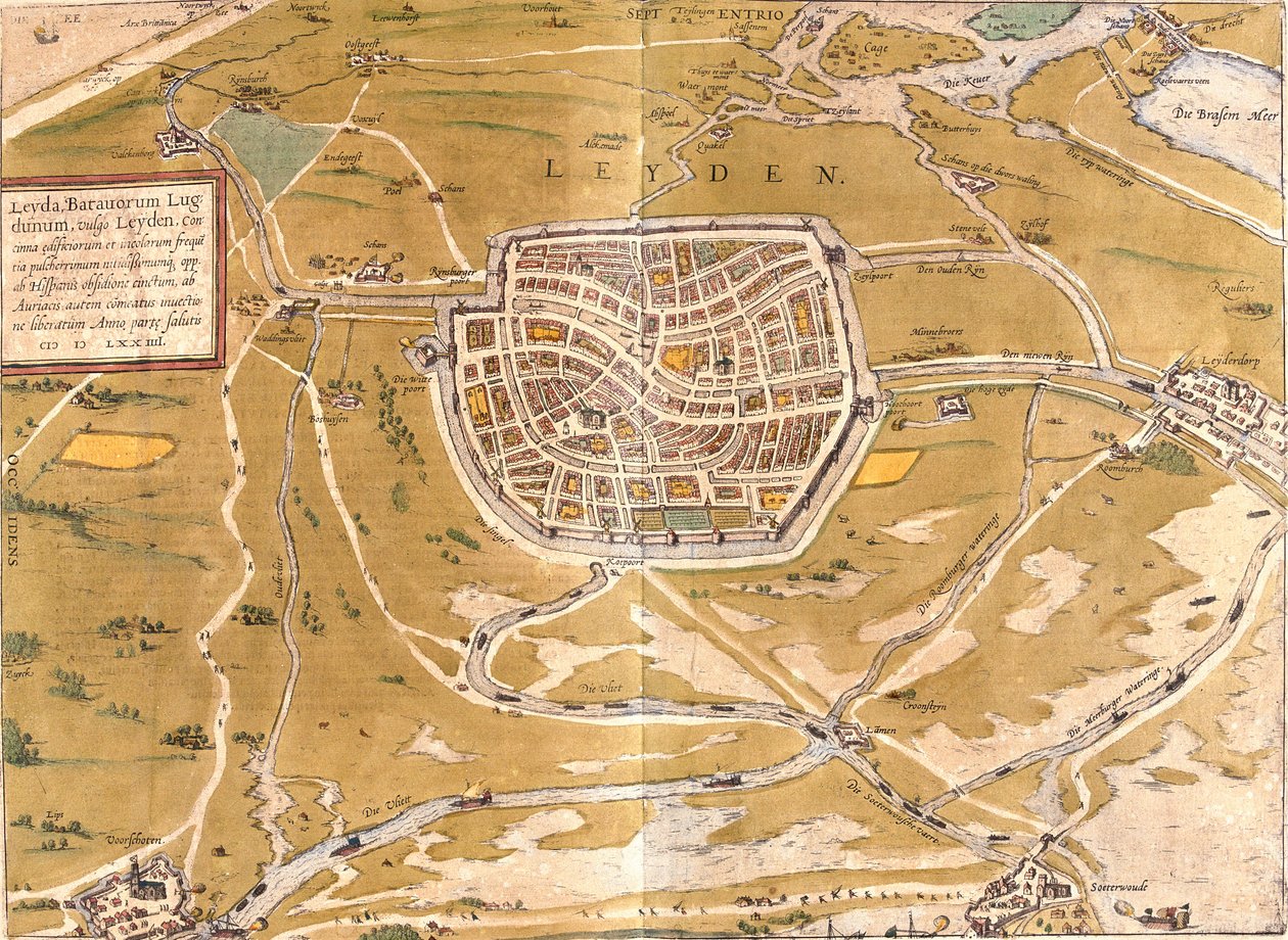 Leiden Planı (Leyden), Hollanda (gravür by Franz Hogenberg
