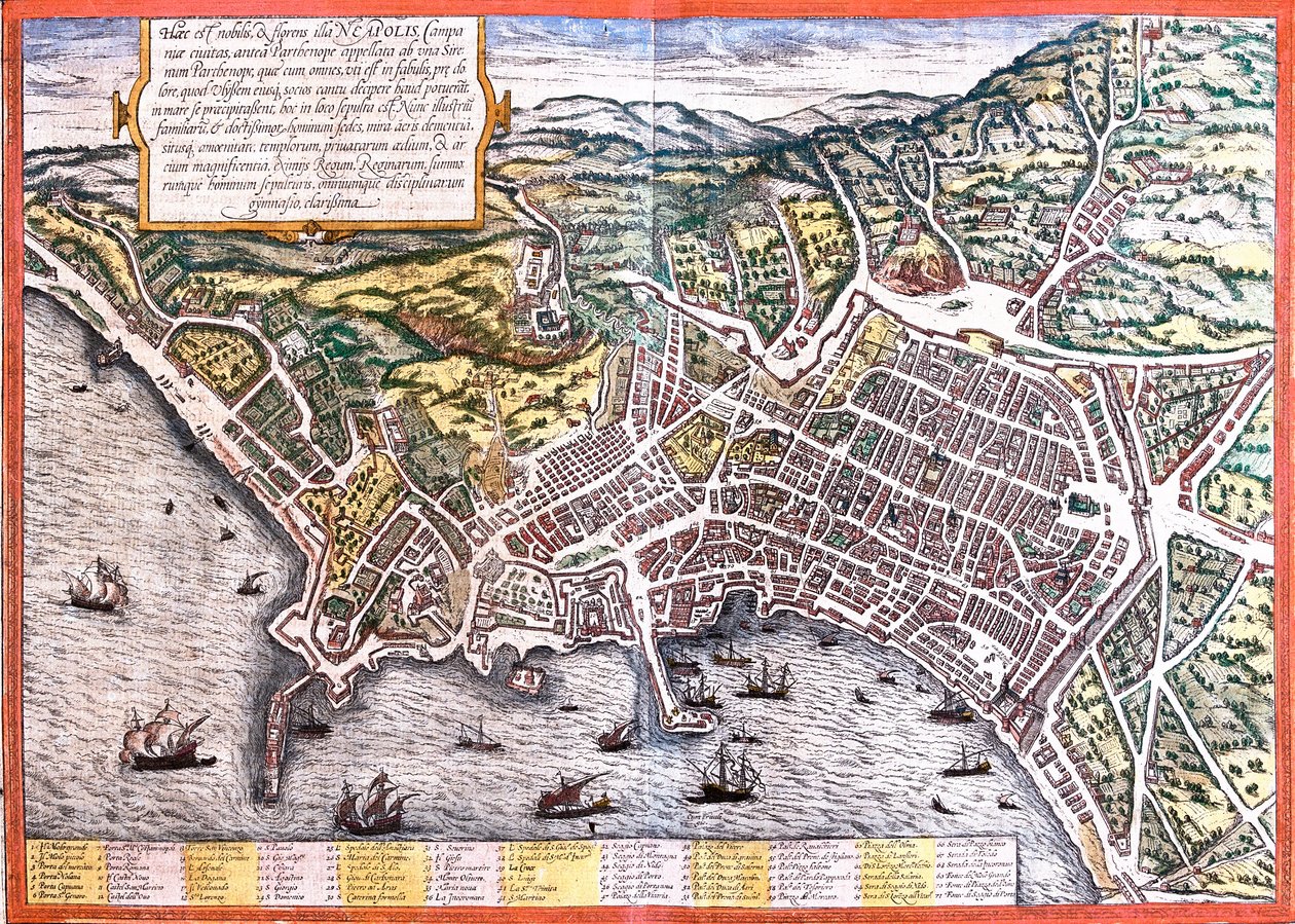 Napoli Planı (Neapolis), İtalya (gravür by Franz Hogenberg