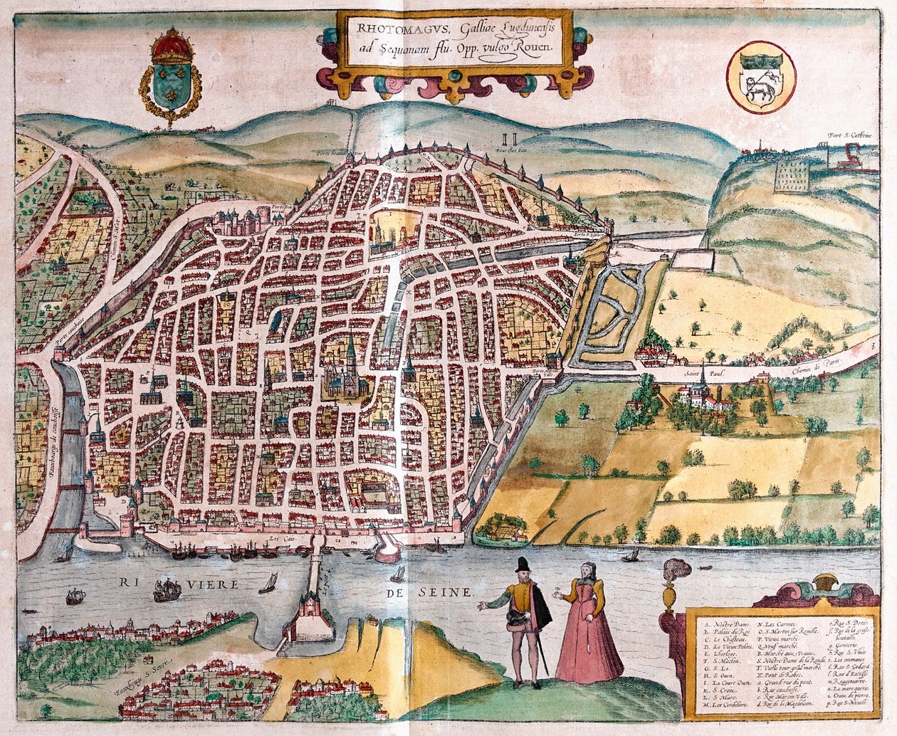 Rouen - Fransa (gravür by Franz Hogenberg