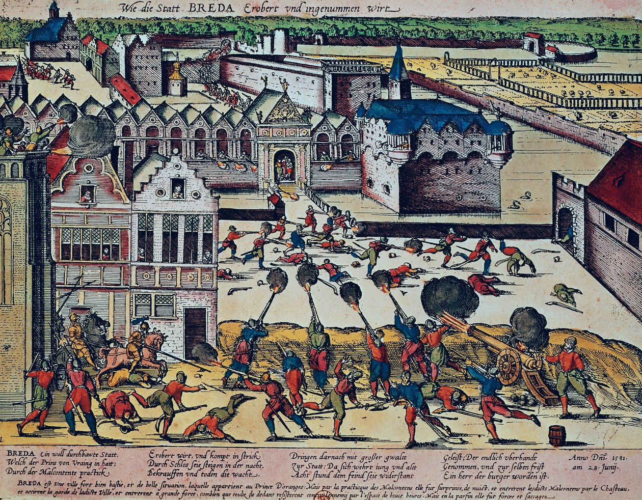 1581 yılında Haultepenne Fury (renkli gravür) by Franz Hogenberg