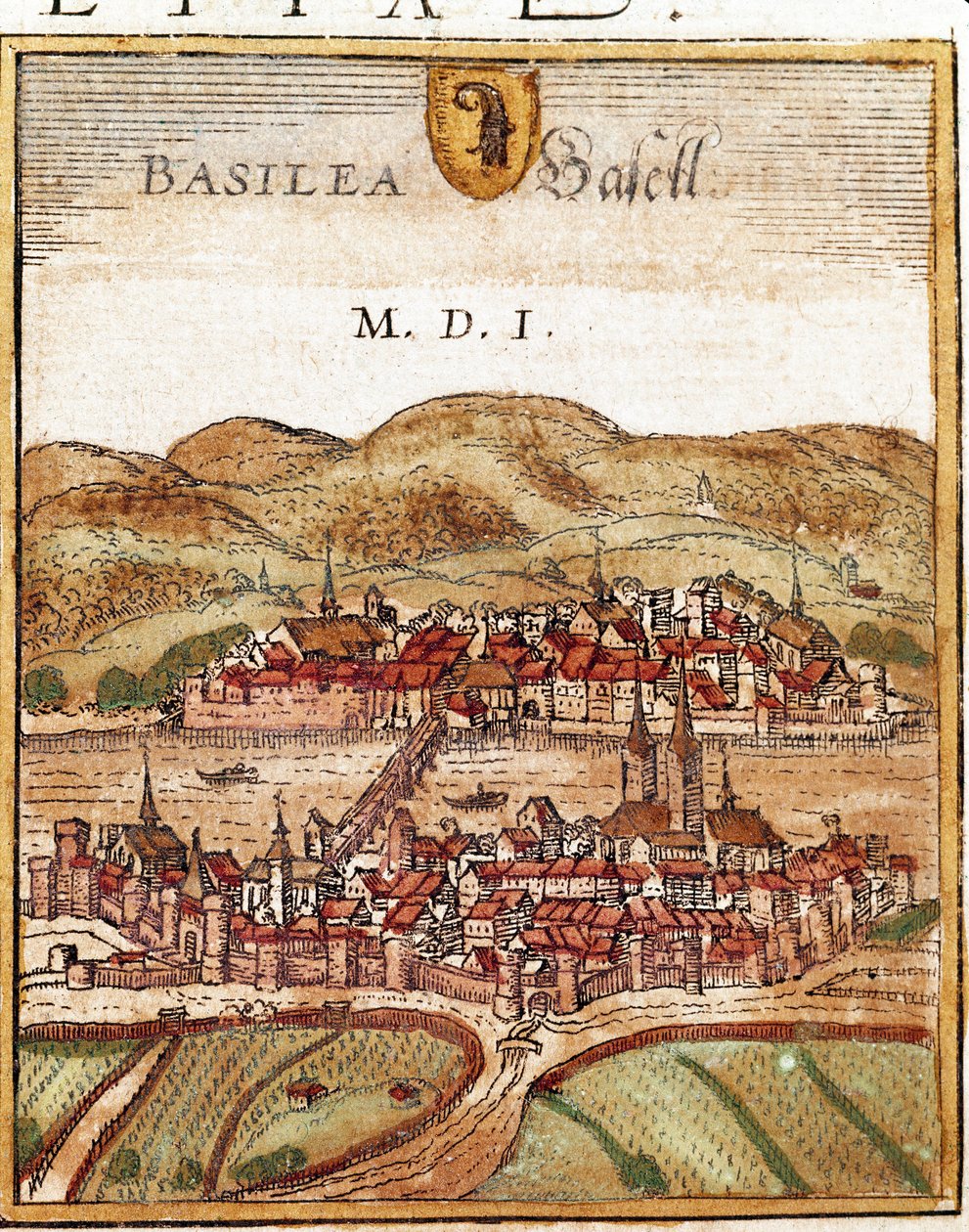 Basel - İsviçre manzarası (gravür by Franz Hogenberg