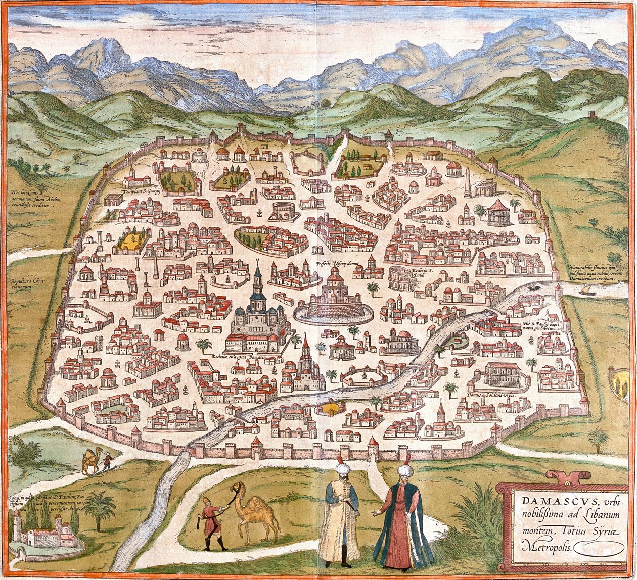 Şam (Şam), Suriye görünümü (gravür by Franz Hogenberg