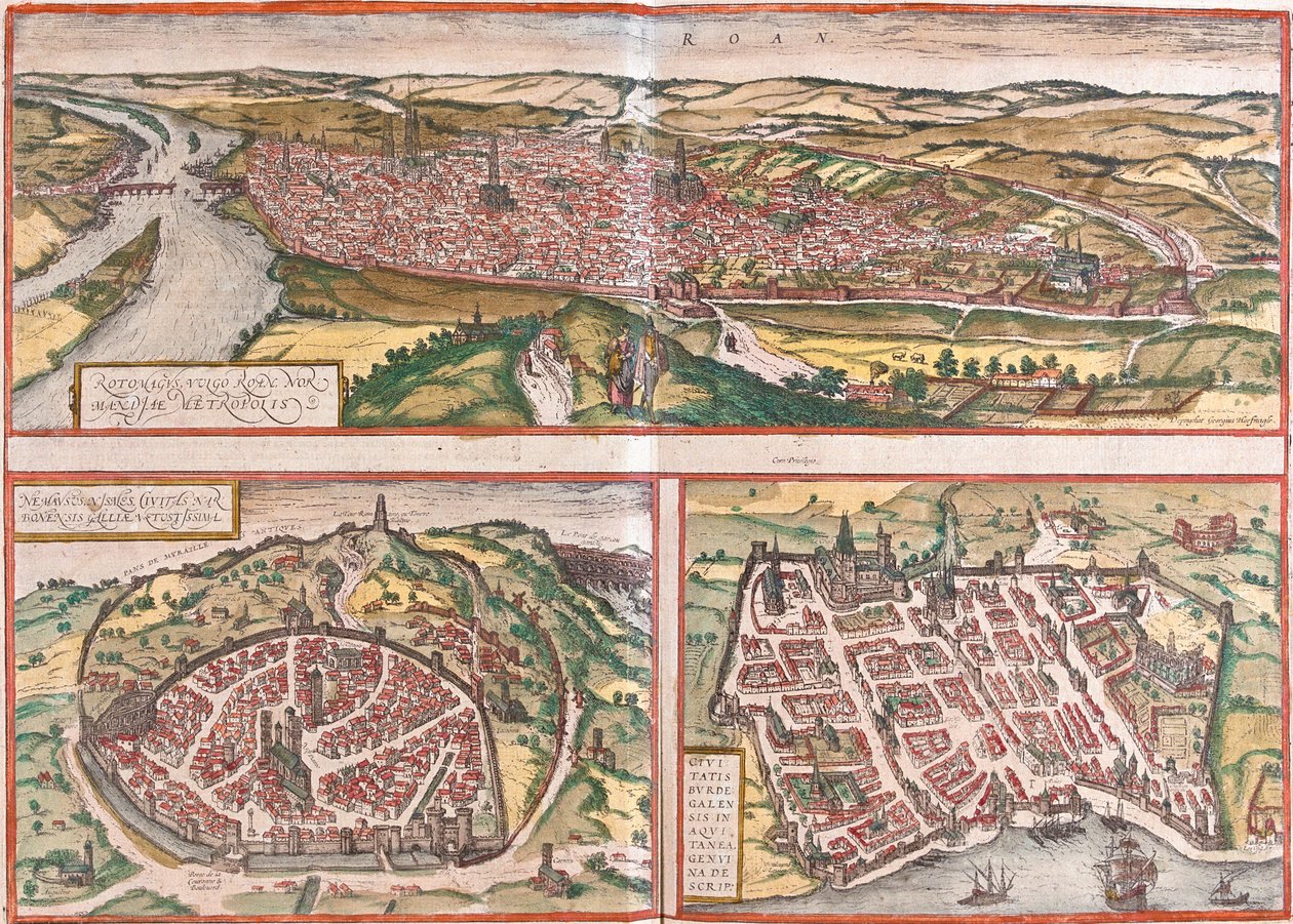 Rouen (Rotomagus), Nimes (Nemausus) ve Bordeaux (Burdigala), Fransa