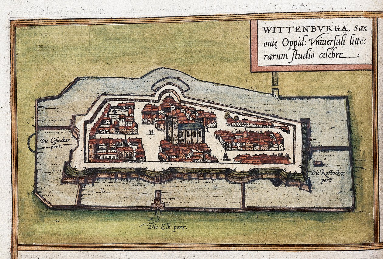 Almanya'daki Wittenberg şehrinin görünümü, detay by Franz Hogenberg