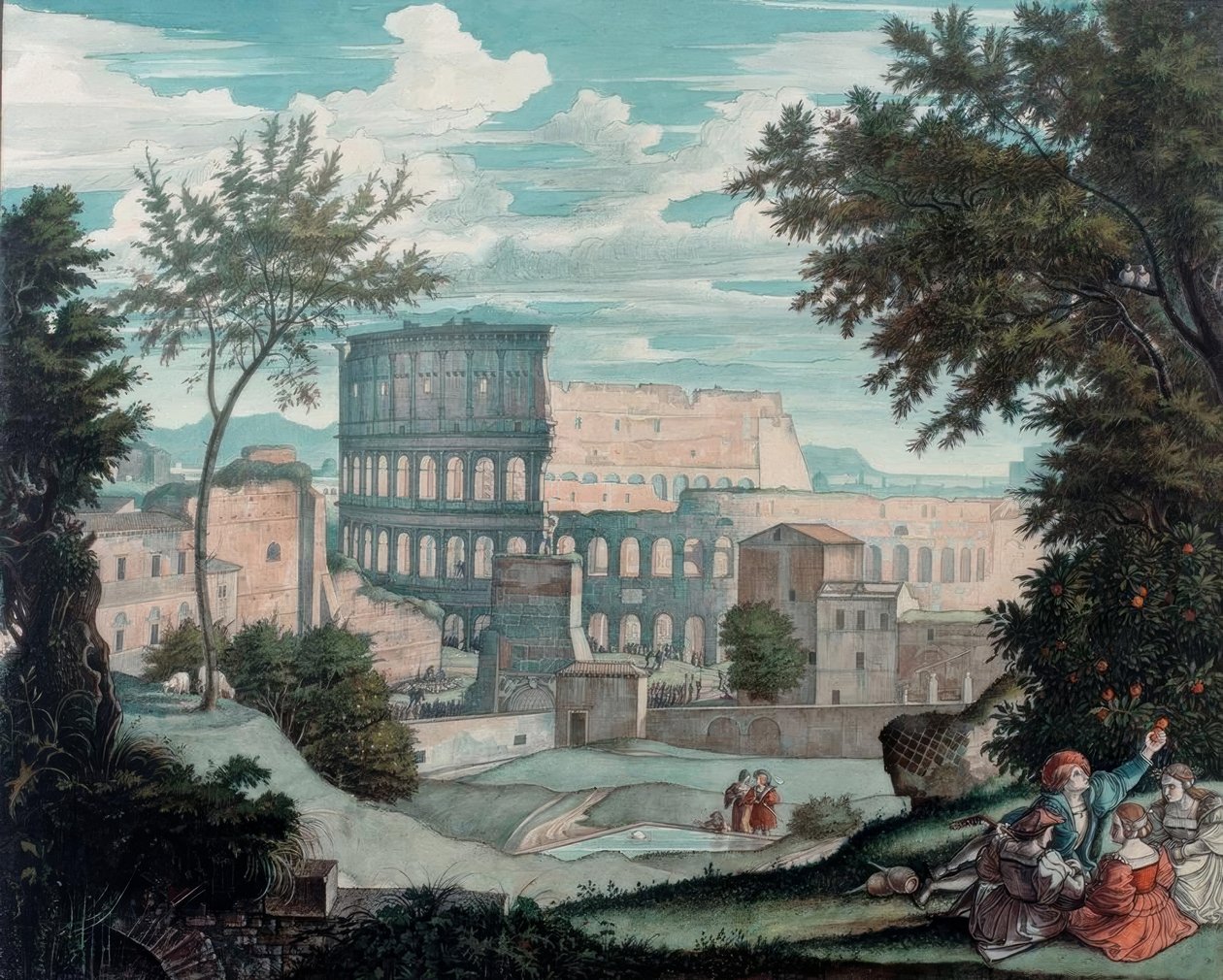 Romantik figürlerle Kolezyum by Franz Horny