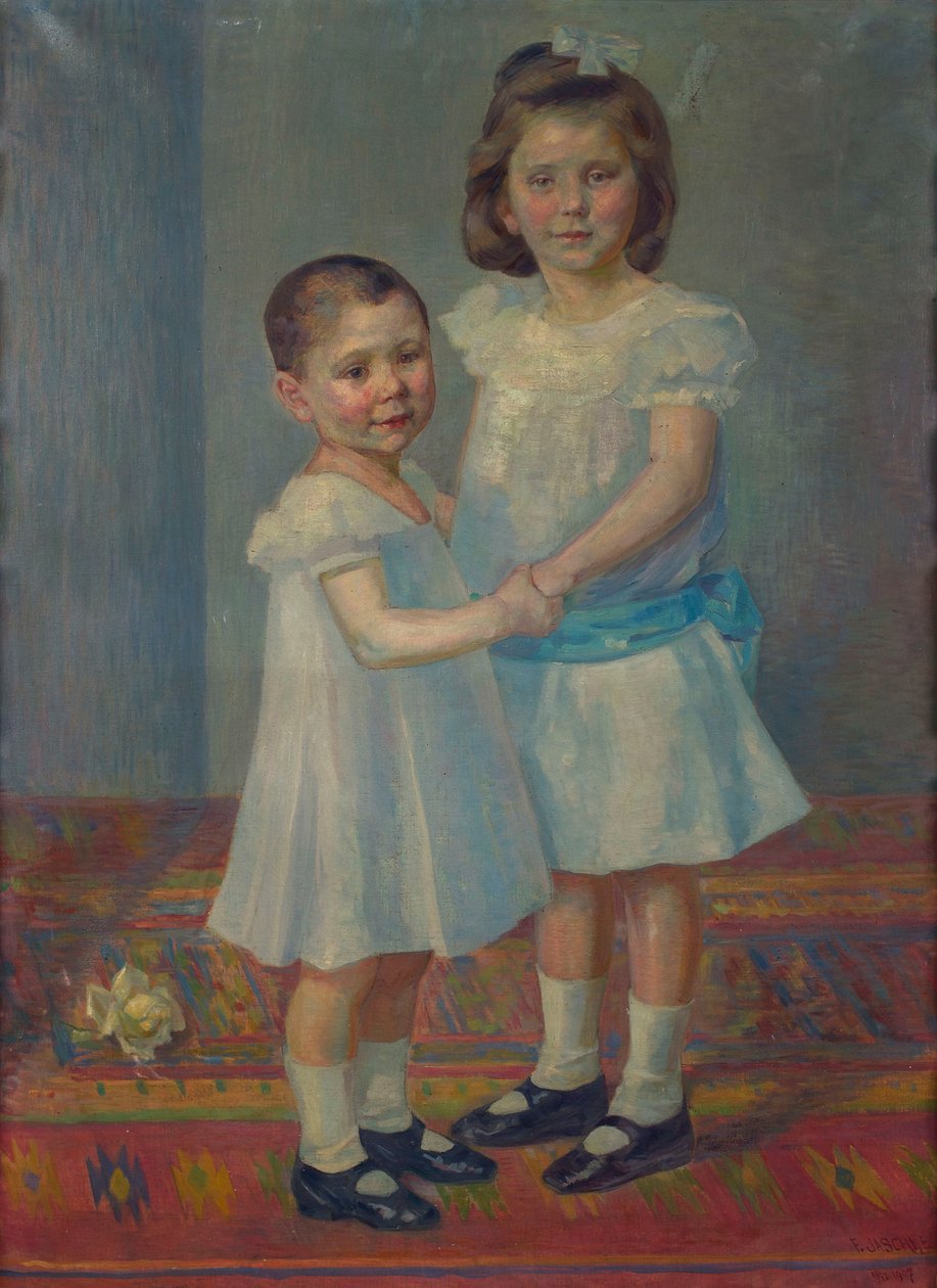 iki çocuk portresi by Franz Jaschke