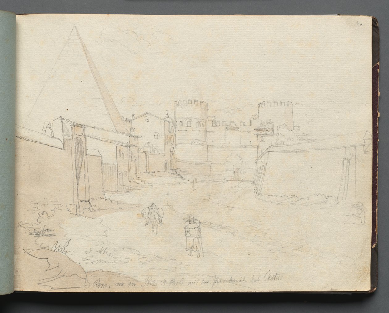 Roma ve Çevresi Manzaralı Albüm, Peyzaj Çalışmaları, sayfa 06a: Rome von der Porta.... by Franz Johann Heinrich Nadorp