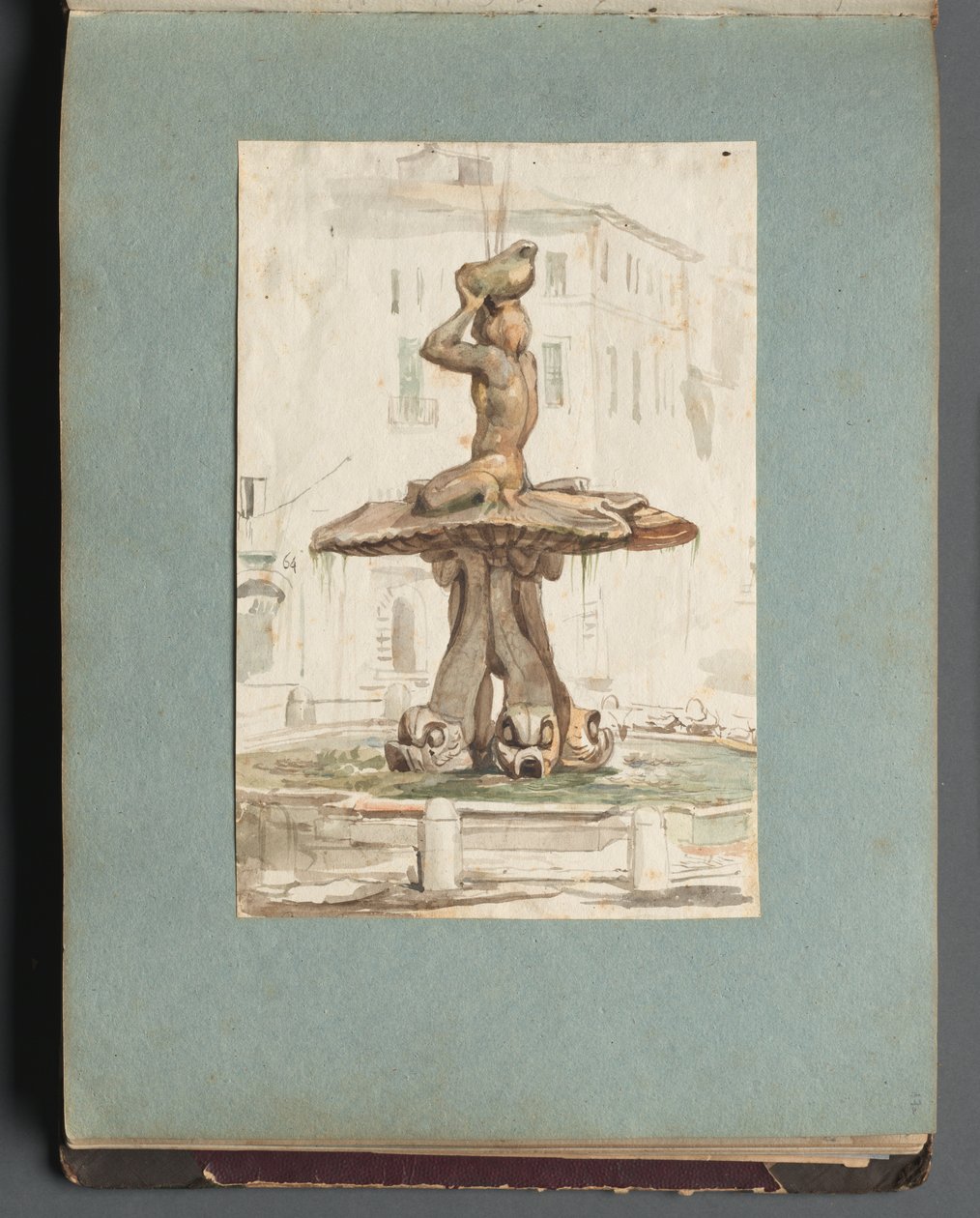 Roma ve Çevresi Manzaralı Albüm, Peyzaj Çalışmaları, sayfa 17a: Roma Çeşmesi by Franz Johann Heinrich Nadorp