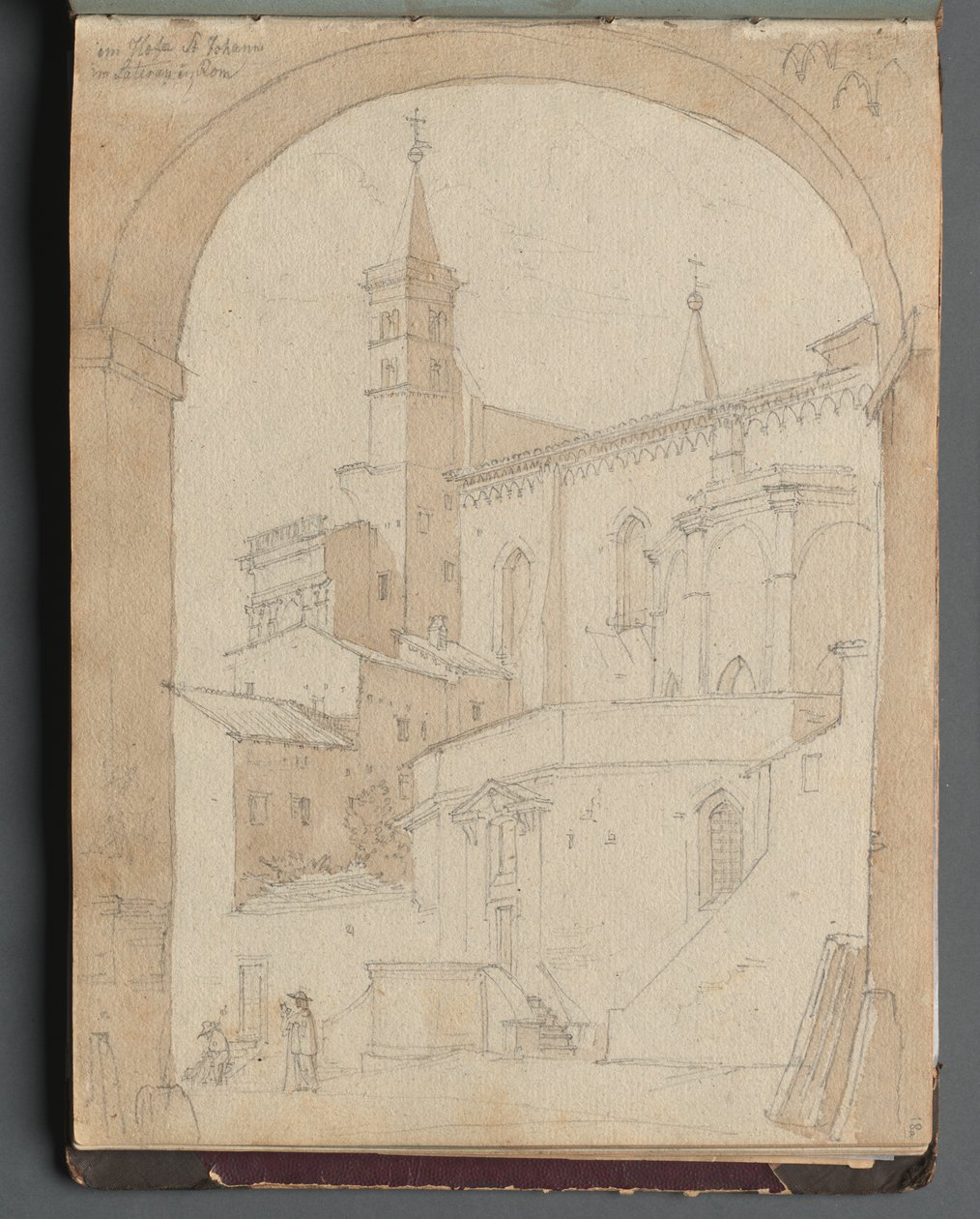 Roma ve Çevresi Manzaralı Albüm, Peyzaj Çalışmaları, sayfa 18a: Saint John Lateran, Roma. by Franz Johann Heinrich Nadorp