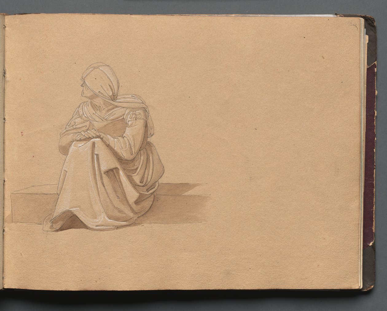 Roma ve Çevresi Manzaralı Albüm, Peyzaj Çalışmaları, sayfa 19a: Oturan Kadın Figürü. by Franz Johann Heinrich Nadorp