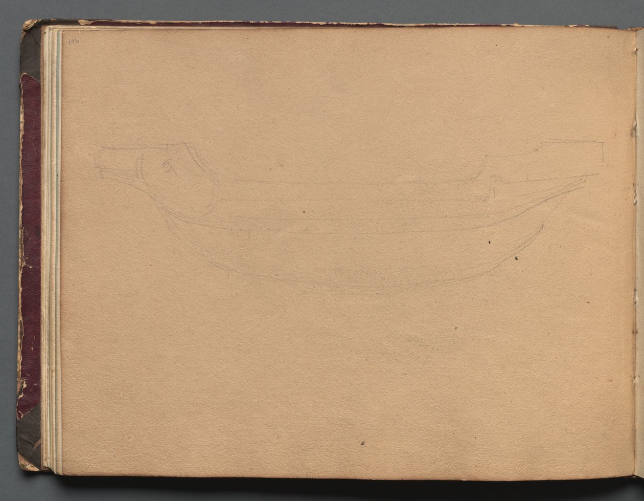Roma ve Çevresi Manzaralı Albüm, Peyzaj Çalışmaları, sayfa 19b: Bir tekne taslağı. by Franz Johann Heinrich Nadorp