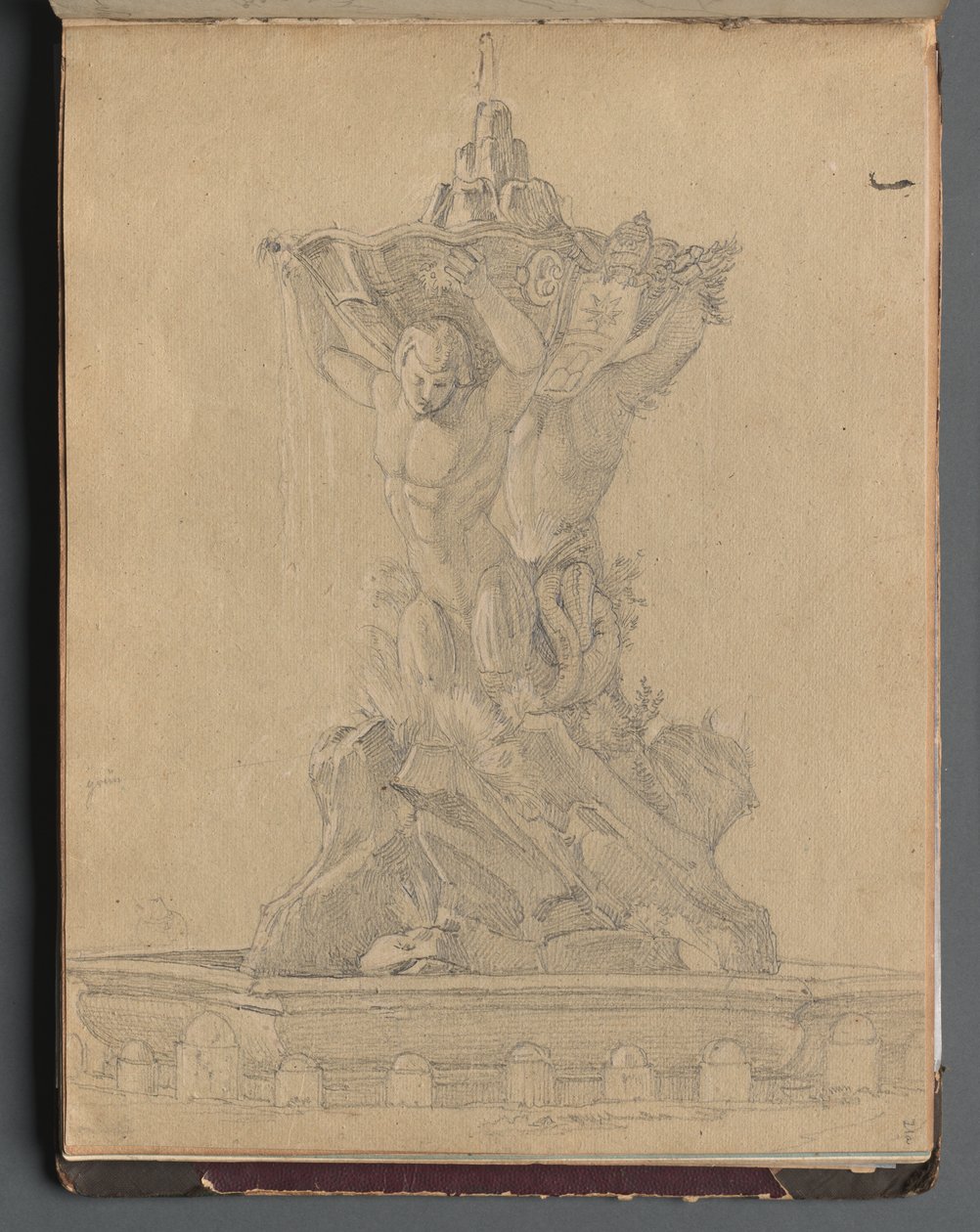 Roma ve Çevresi Manzaralı Albüm, Peyzaj Çalışmaları, sayfa 21a: Roma Çeşmesi by Franz Johann Heinrich Nadorp