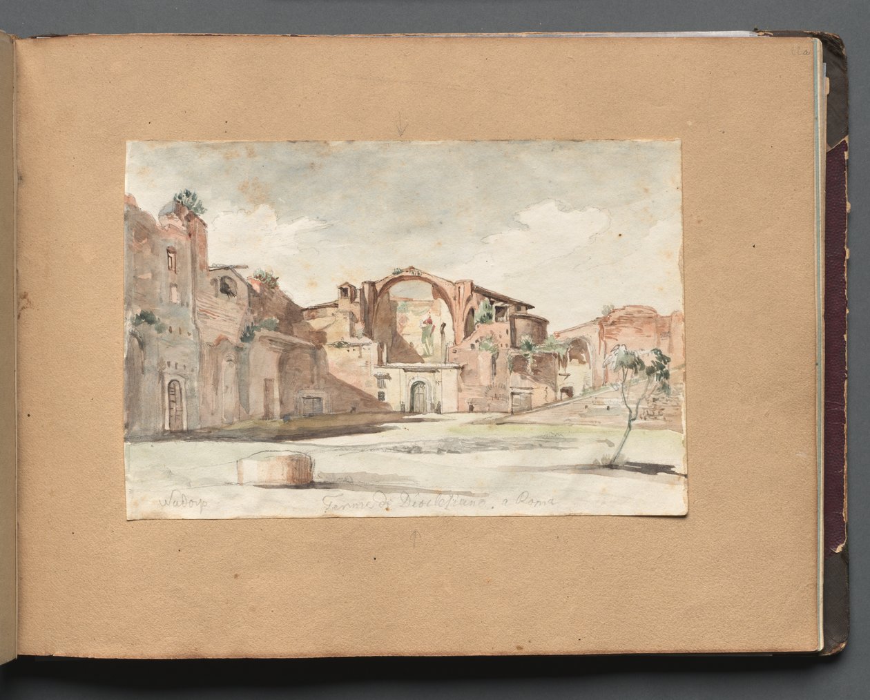 Roma ve Çevresi Manzaralı Albüm, Peyzaj Çalışmaları, sayfa 22a: "Terme di Diocleziano, Roma" by Franz Johann Heinrich Nadorp
