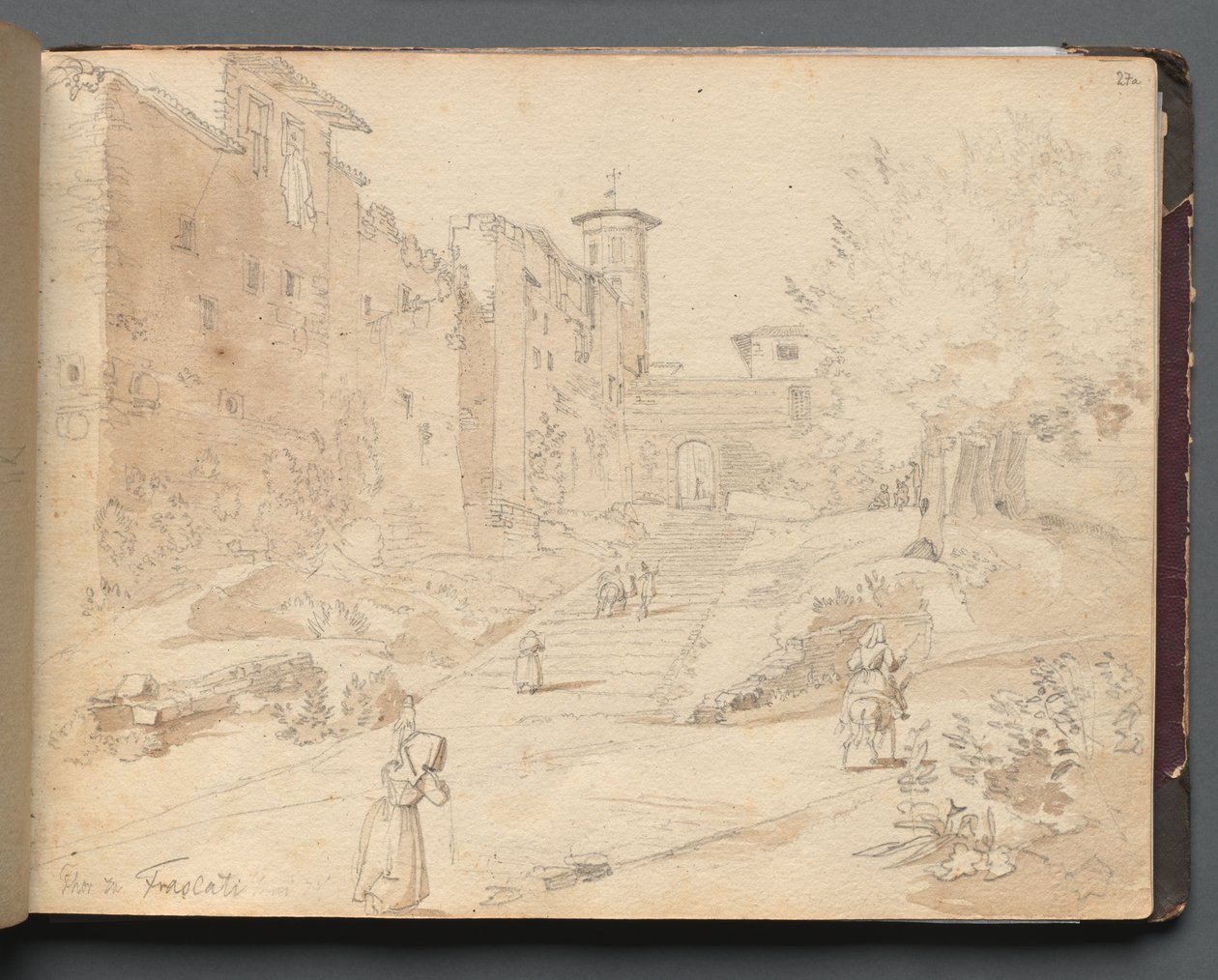 Roma ve Çevresi Manzaralı Albüm, Peyzaj Çalışmaları, sayfa 27a: "Frascati" by Franz Johann Heinrich Nadorp