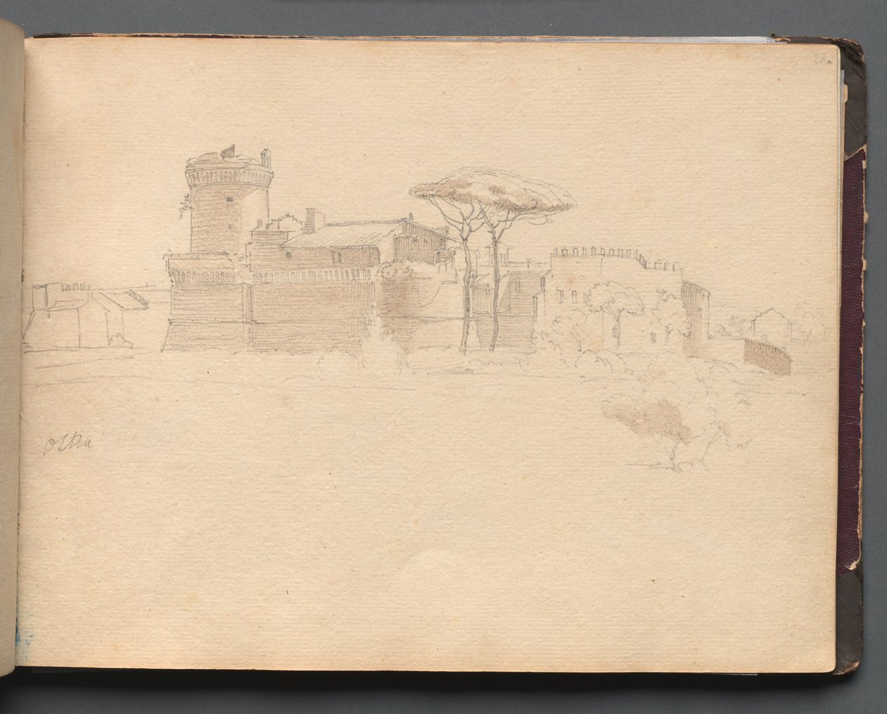 Roma ve Çevresi Manzaralı Albüm, Peyzaj Çalışmaları, sayfa 28a: Ostia . by Franz Johann Heinrich Nadorp