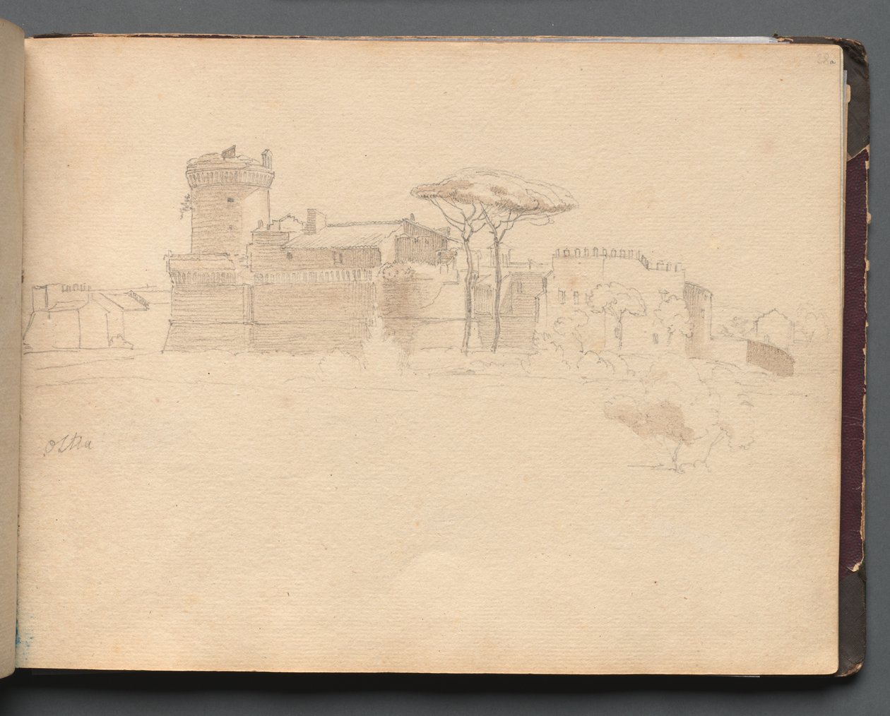 Roma ve Çevresi Manzaralı Albüm, Peyzaj Çalışmaları, sayfa 28a: "Ostia" by Franz Johann Heinrich Nadorp