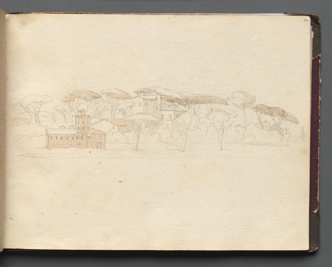 Roma ve Çevresi Manzaralı Albüm, Peyzaj Çalışmaları, sayfa 30a: Roma Panoramik Manzarası. by Franz Johann Heinrich Nadorp