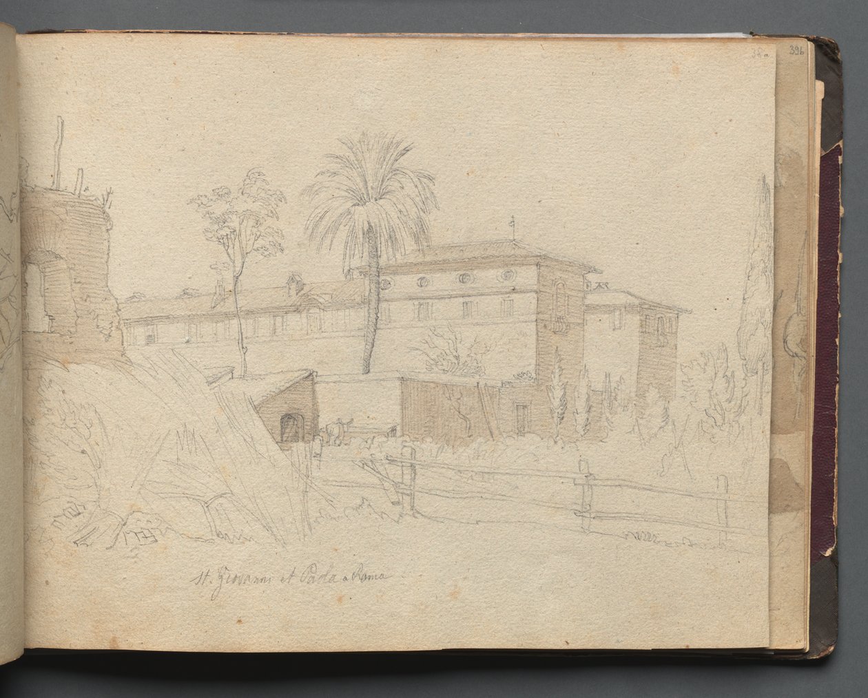 Roma ve Çevresi Manzaralı Albüm, Peyzaj Çalışmaları, sayfa 38a: :St. Giovanni ve Paolo, Roma" by Franz Johann Heinrich Nadorp