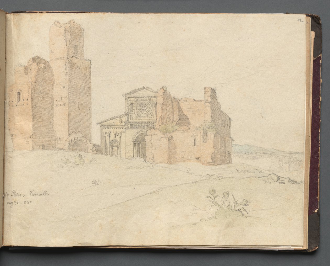Roma ve Çevresi Manzaralı Albüm, Peyzaj Çalışmaları, sayfa 41a: St. Pietro, Toscanella. by Franz Johann Heinrich Nadorp