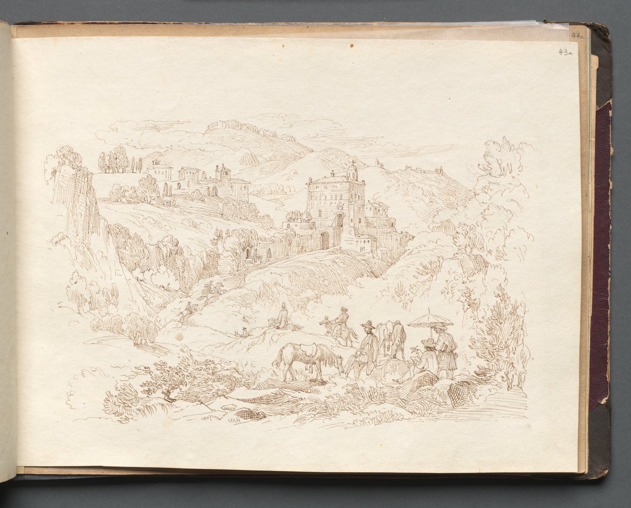 Roma ve Çevresi Manzaralı Albüm, Peyzaj Çalışmaları, sayfa 43a: Roma Manzarası. by Franz Johann Heinrich Nadorp