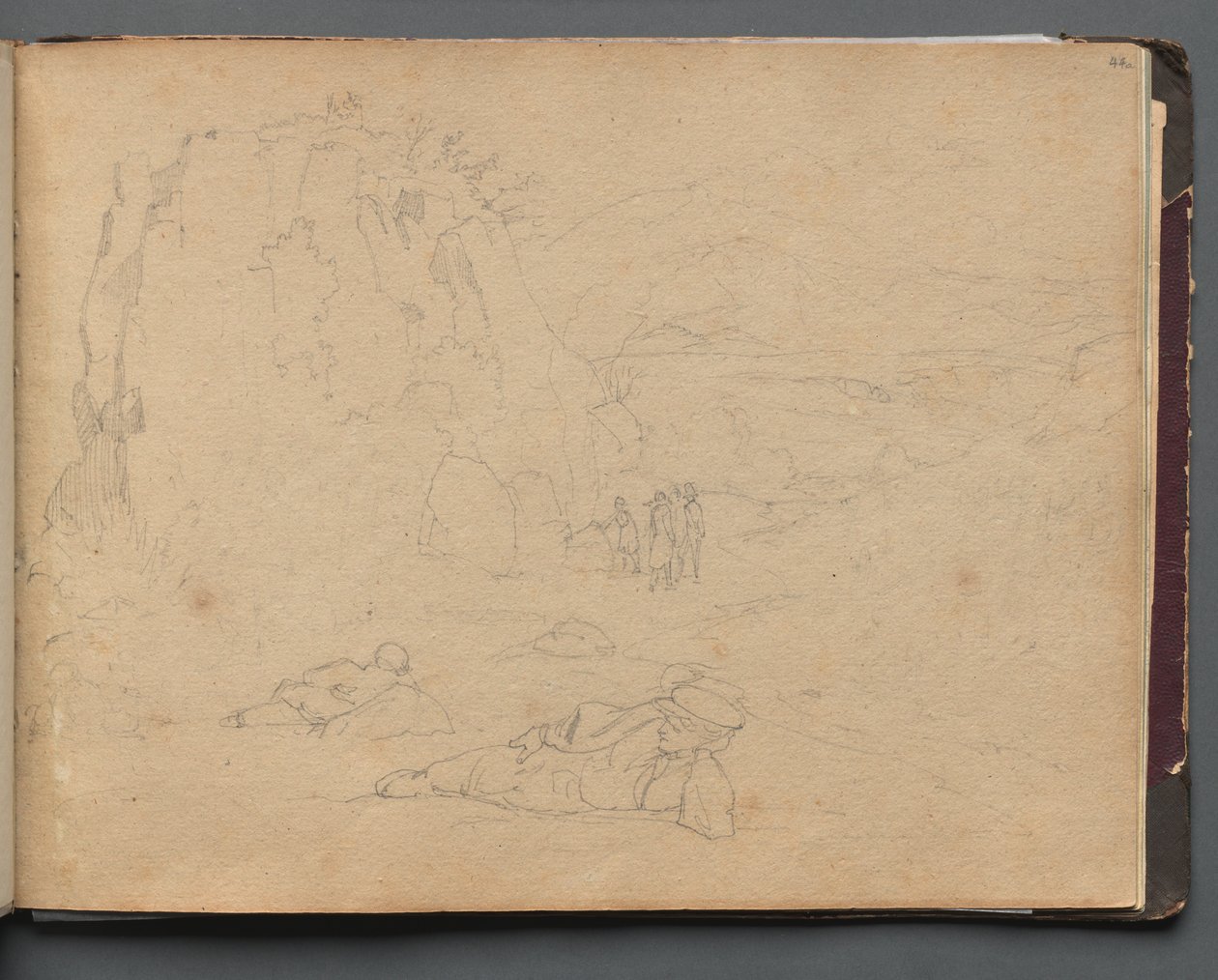 Roma ve Çevresi Manzaralı Albüm, Peyzaj Çalışmaları, sayfa 44a: Manzaradaki Figürler. by Franz Johann Heinrich Nadorp