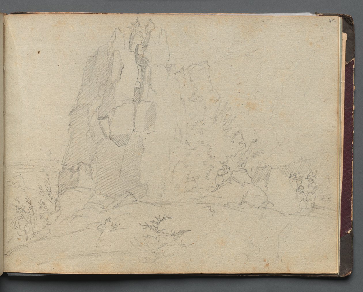 Roma ve Çevresi Manzaralı Albüm, Peyzaj Çalışmaları, sayfa 45a: Kayalık Manzara. by Franz Johann Heinrich Nadorp