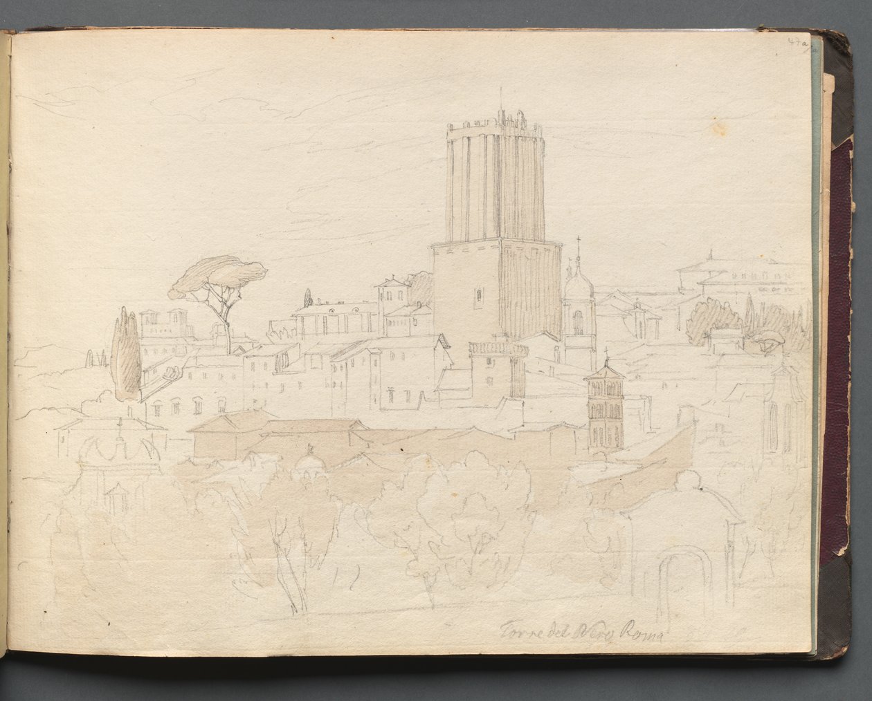 Roma ve Çevresi Manzaralı Albüm, Peyzaj Çalışmaları, sayfa 47a: " Torre del Nero, Roma" by Franz Johann Heinrich Nadorp