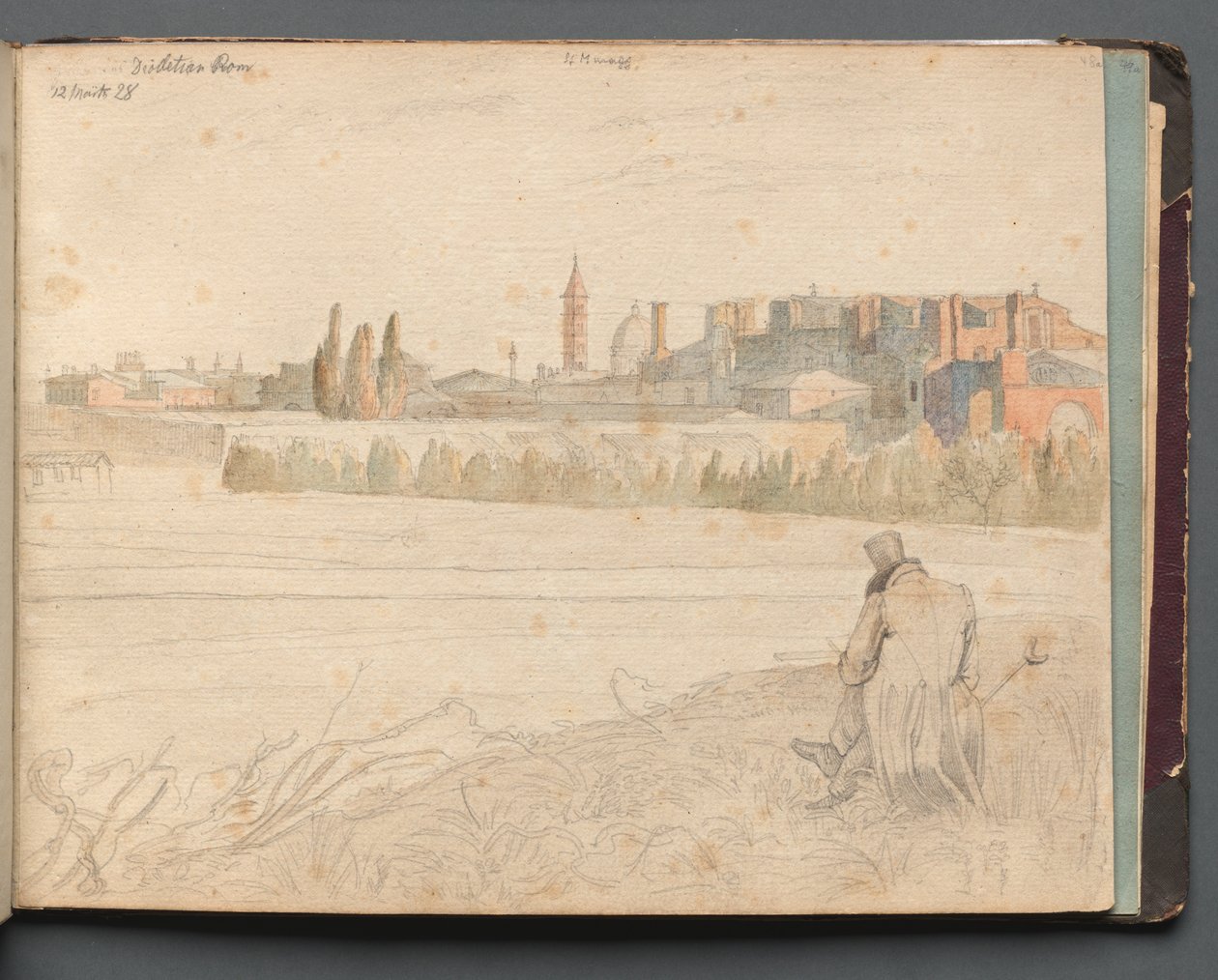 Roma ve Çevresi Manzaralı Albüm, Peyzaj Çalışmaları, sayfa 48a: Roma Panoramik Manzarası. by Franz Johann Heinrich Nadorp