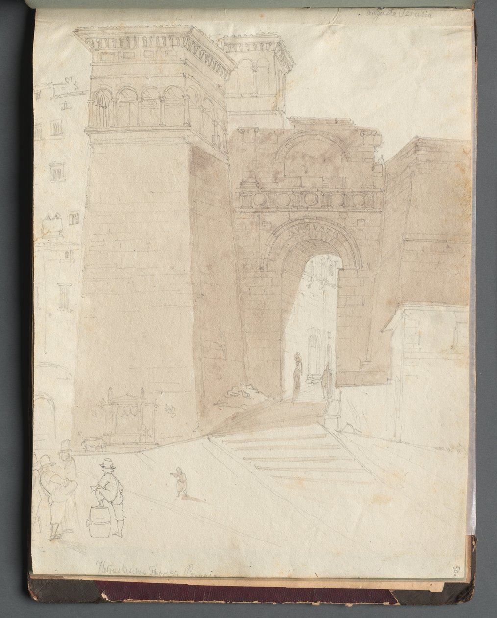 Roma ve Çevresi Manzaralı Albüm, Peyzaj Çalışmaları, sayfa 50a: Roma Mimari Görünümü. by Franz Johann Heinrich Nadorp