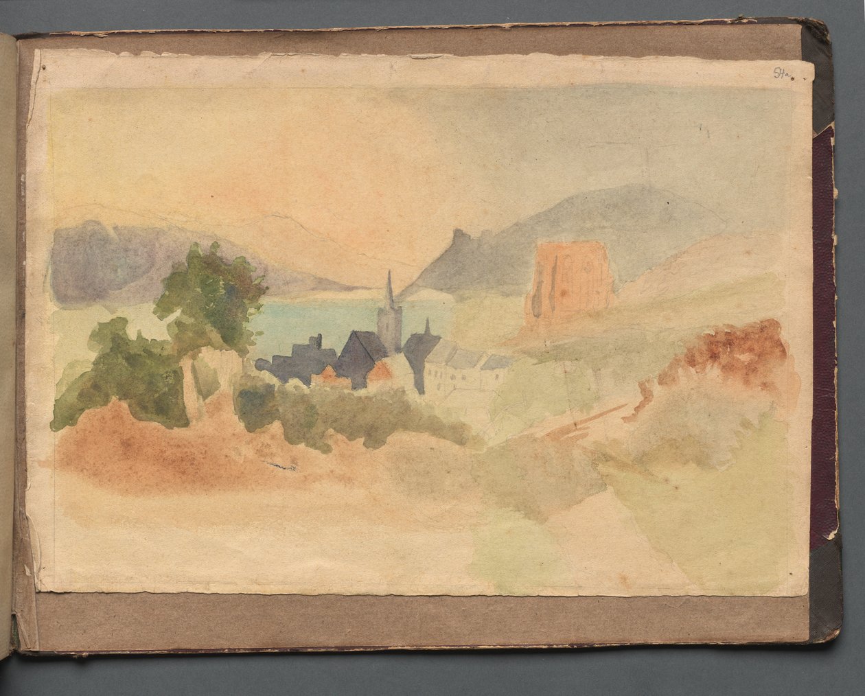 Roma ve Çevresi Manzaralı Albüm, Peyzaj Çalışmaları, sayfa 54a: Roma Manzarası. by Franz Johann Heinrich Nadorp