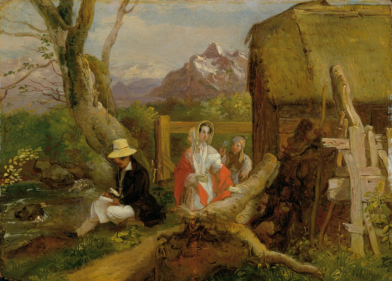 Manzaradaki ressam ve yürüteç ("İdil") by Franz Krammer