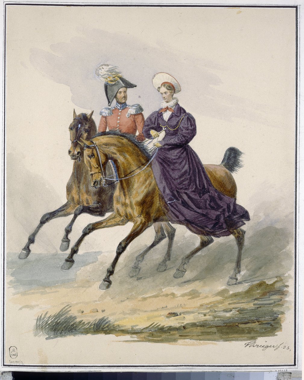 İmparator I. Nicholas (1796-1855) ve İmparatoriçe Alexandra Fedorovna (kızlık soyadı Prusya Charlotte) by Franz Krüger