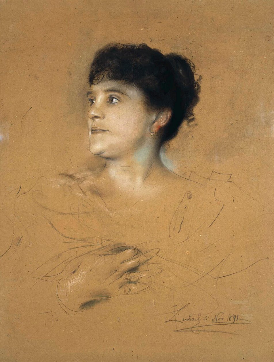 Şarkıcı Marcella Sembrich'in portresi, 1858-1935, 1891. by Franz von Lenbach