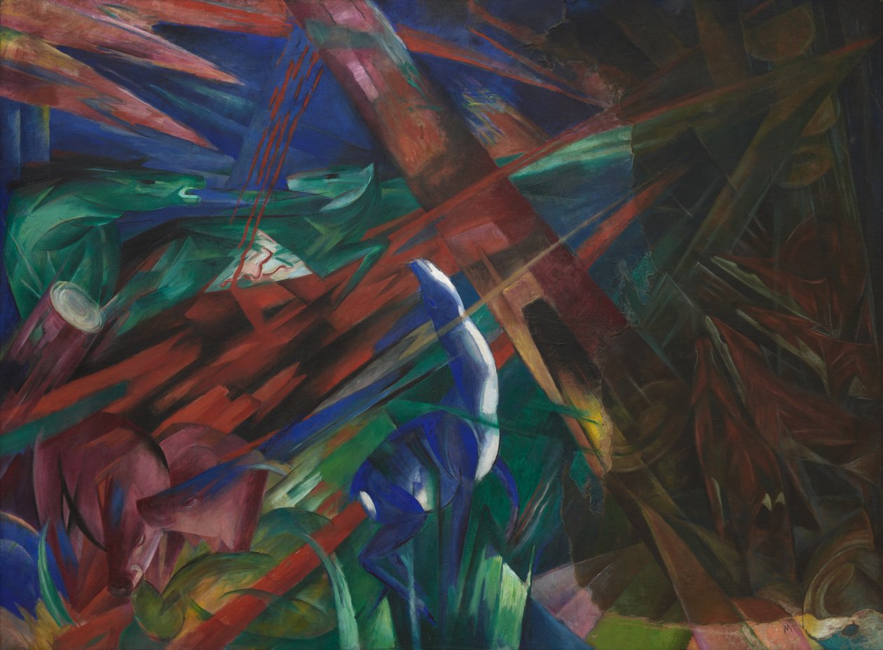 Hayvanların Kaderleri Ağaçlar Halkalarını, Hayvanlar Damarlarını Gösterdi, 1913. by Franz Marc