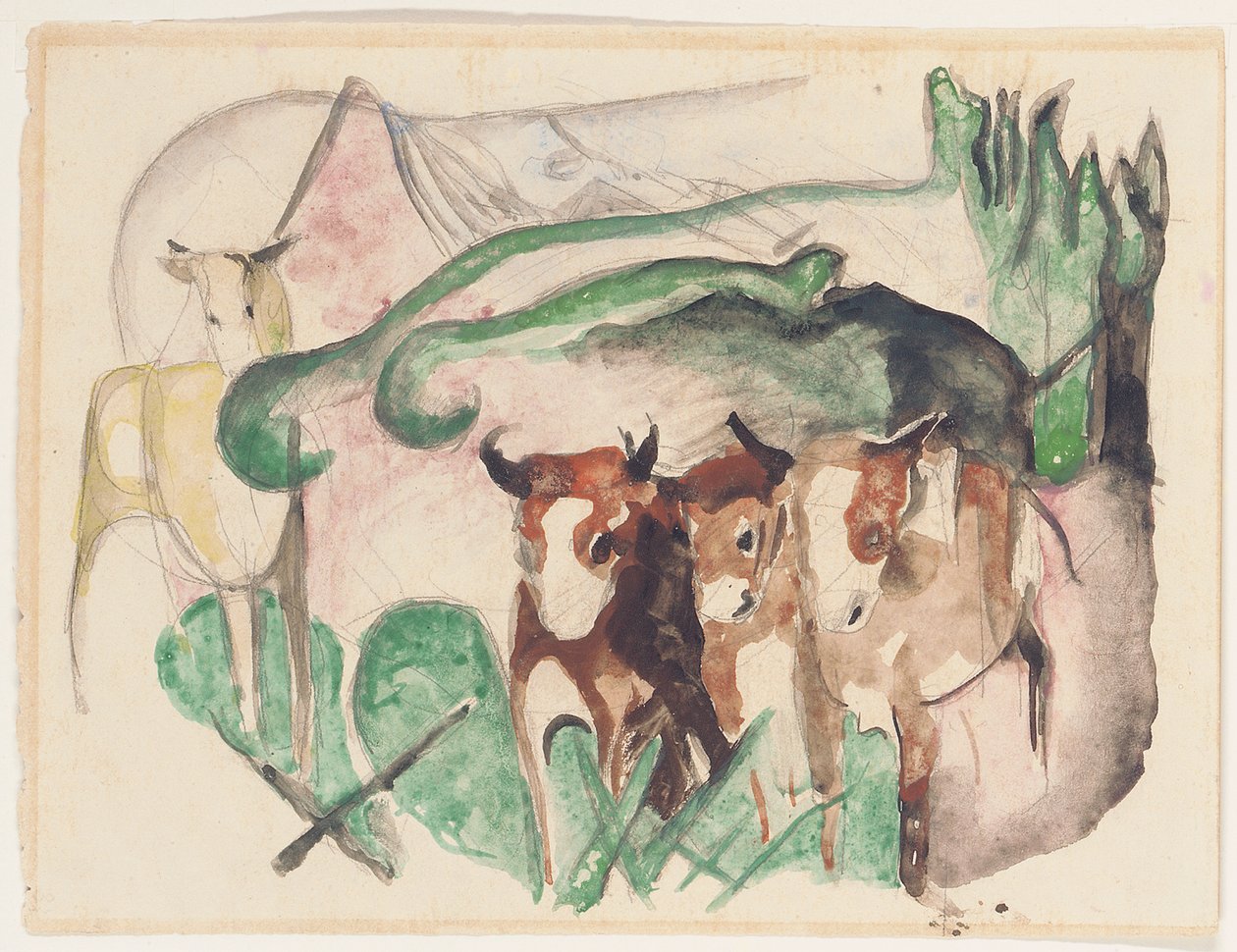 Manzaradaki hayvanlar by Franz Marc