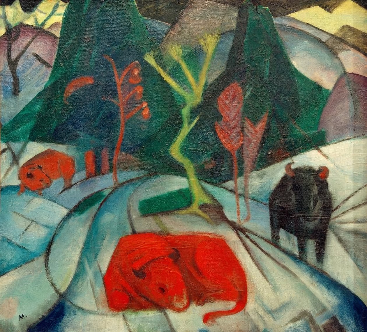 Kışın bizon (kırmızı bizon) by Franz Marc