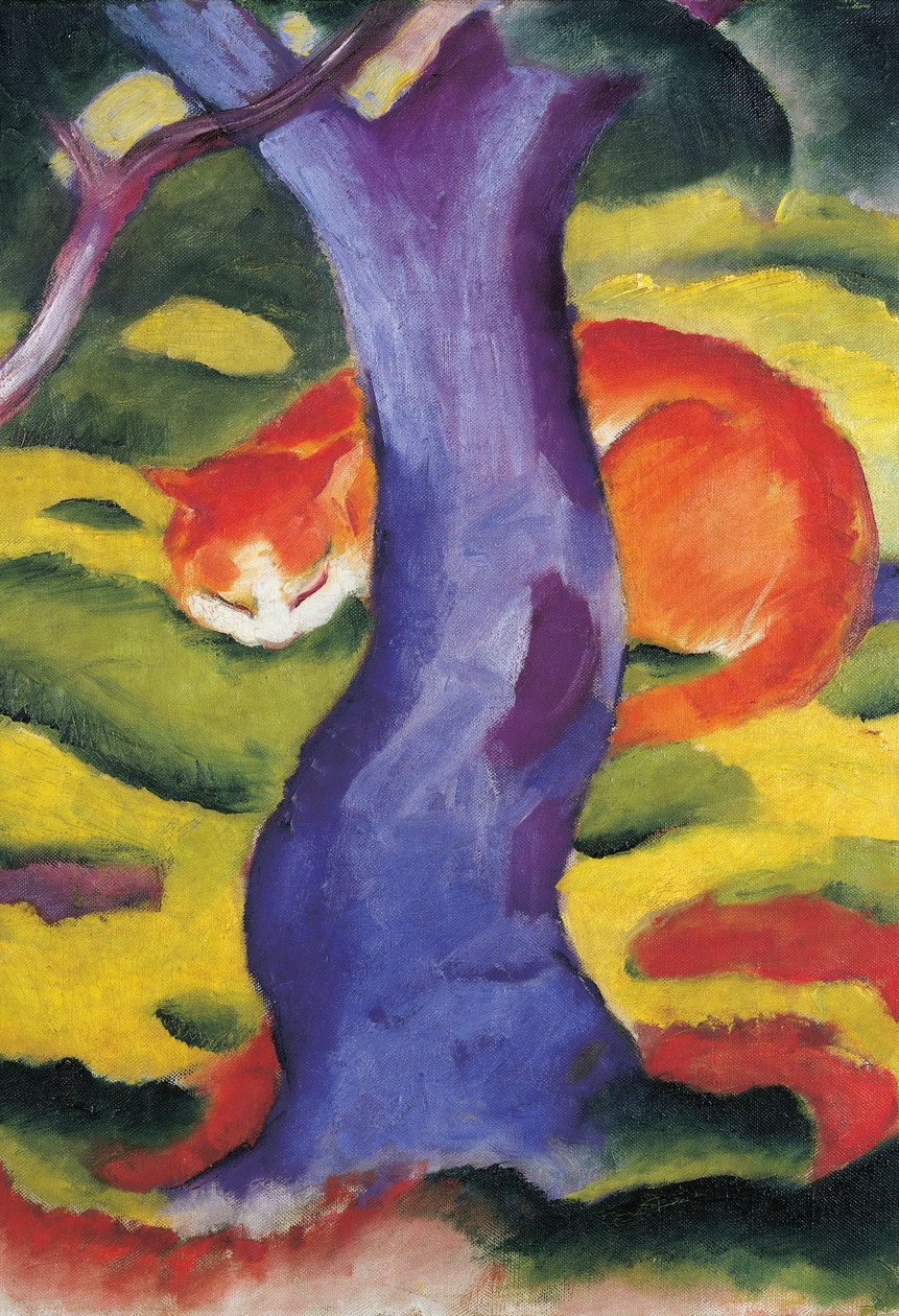 Ağacın arkasındaki kedi, 50x70 cm by Franz Marc