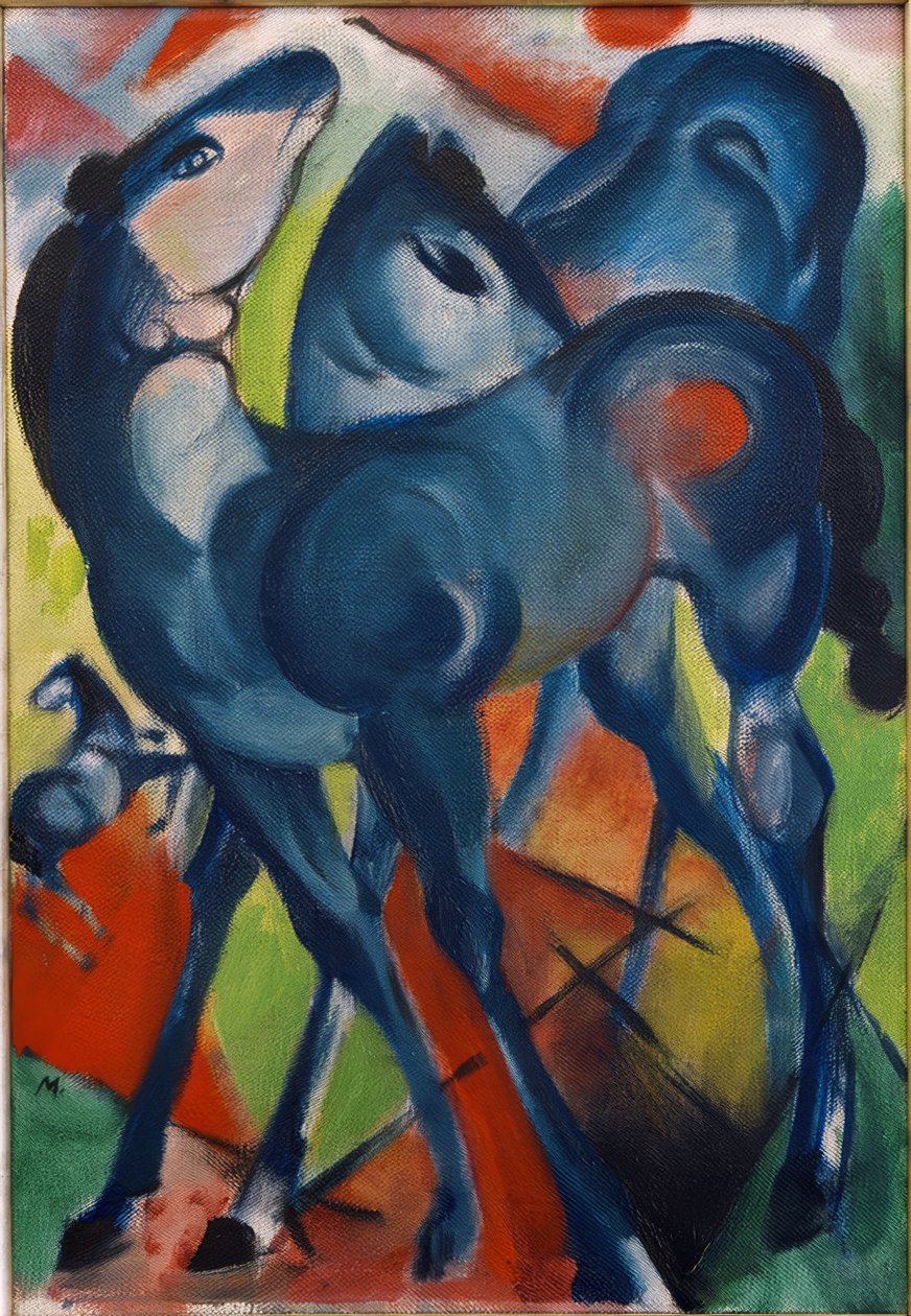 Die blauen Fohlen by Franz Marc