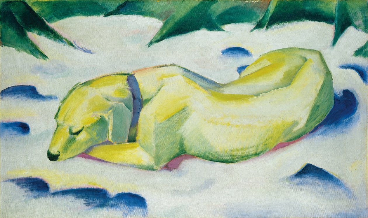 Karda Yatan Köpek, 1911 dolayları (tuval üzerine yağlıboya) by Franz Marc