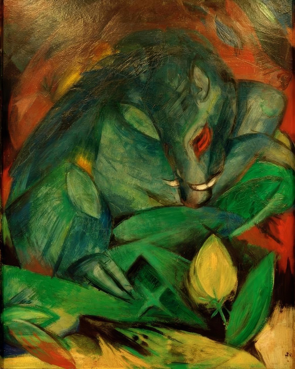Domuz ve ekmek (yaban domuzu) by Franz Marc