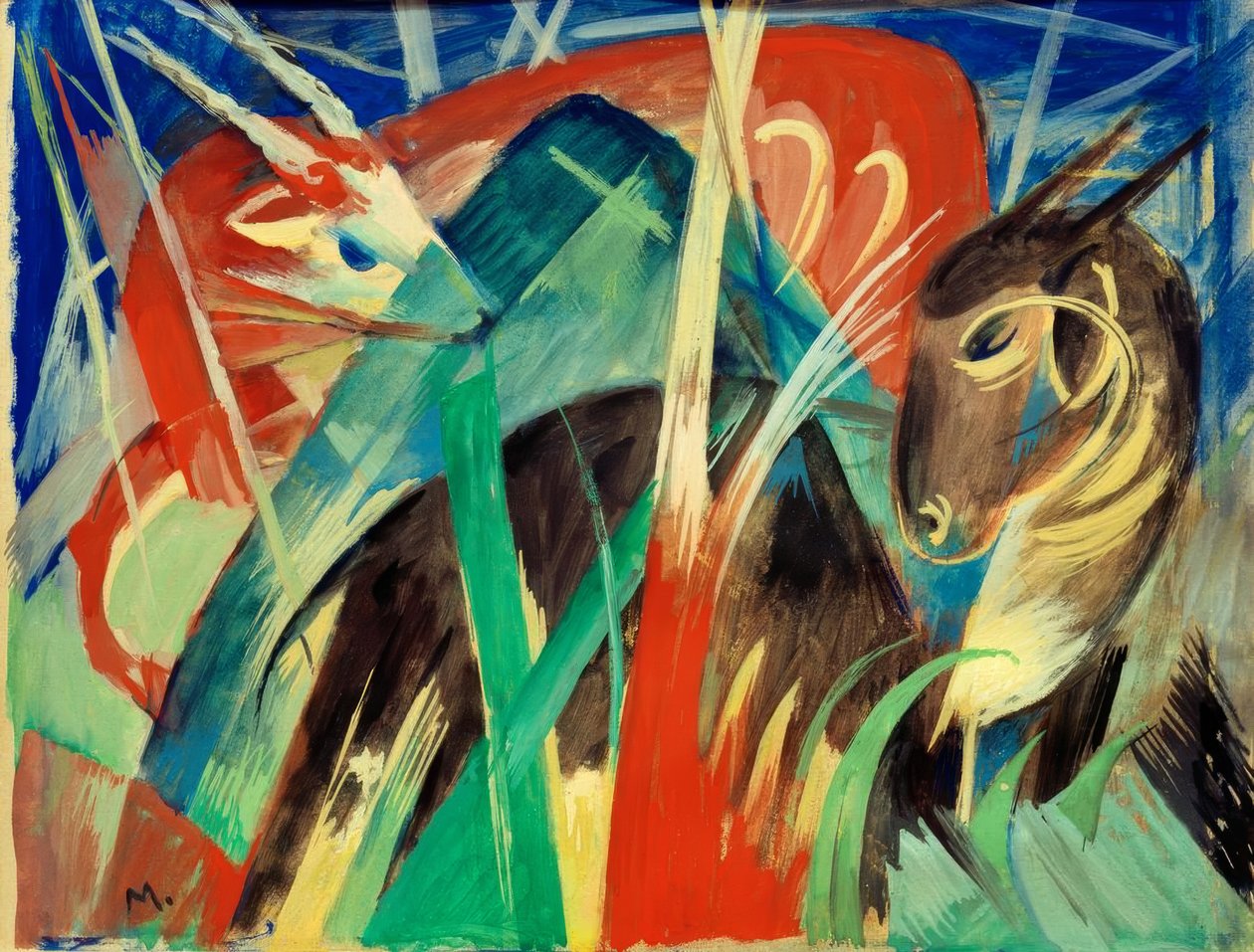 Efsanevi Hayvanlar I (Hayvan Bileşimi I) by Franz Marc