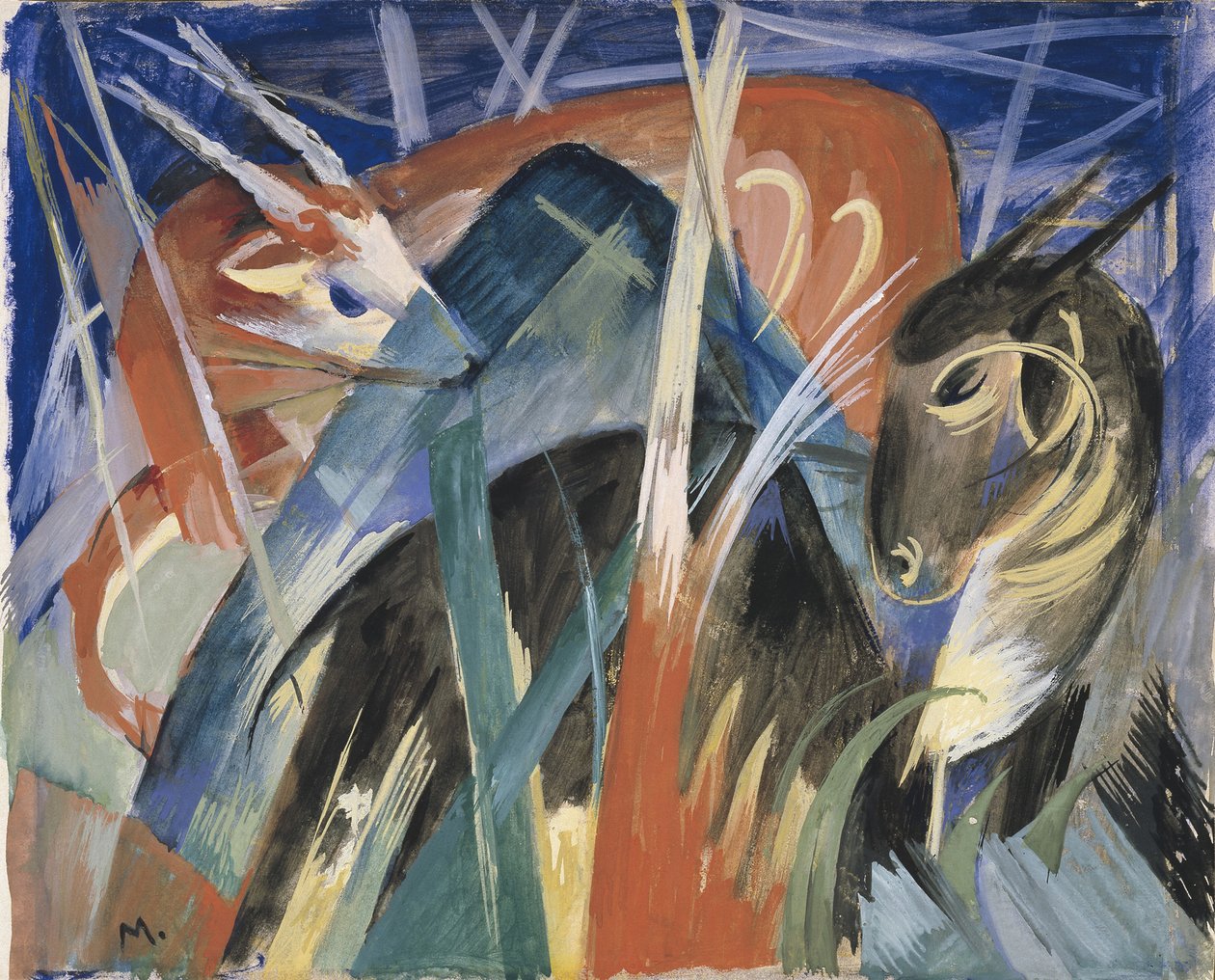 Fabl Hayvanlar I Hayvanlarla Kompozisyon I, 1913 by Franz Marc