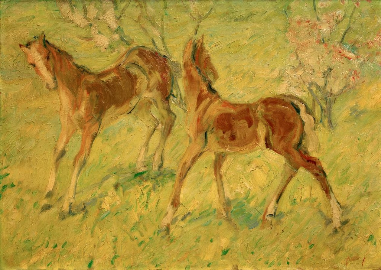 Meradaki taylar (atlayan taylar) by Franz Marc